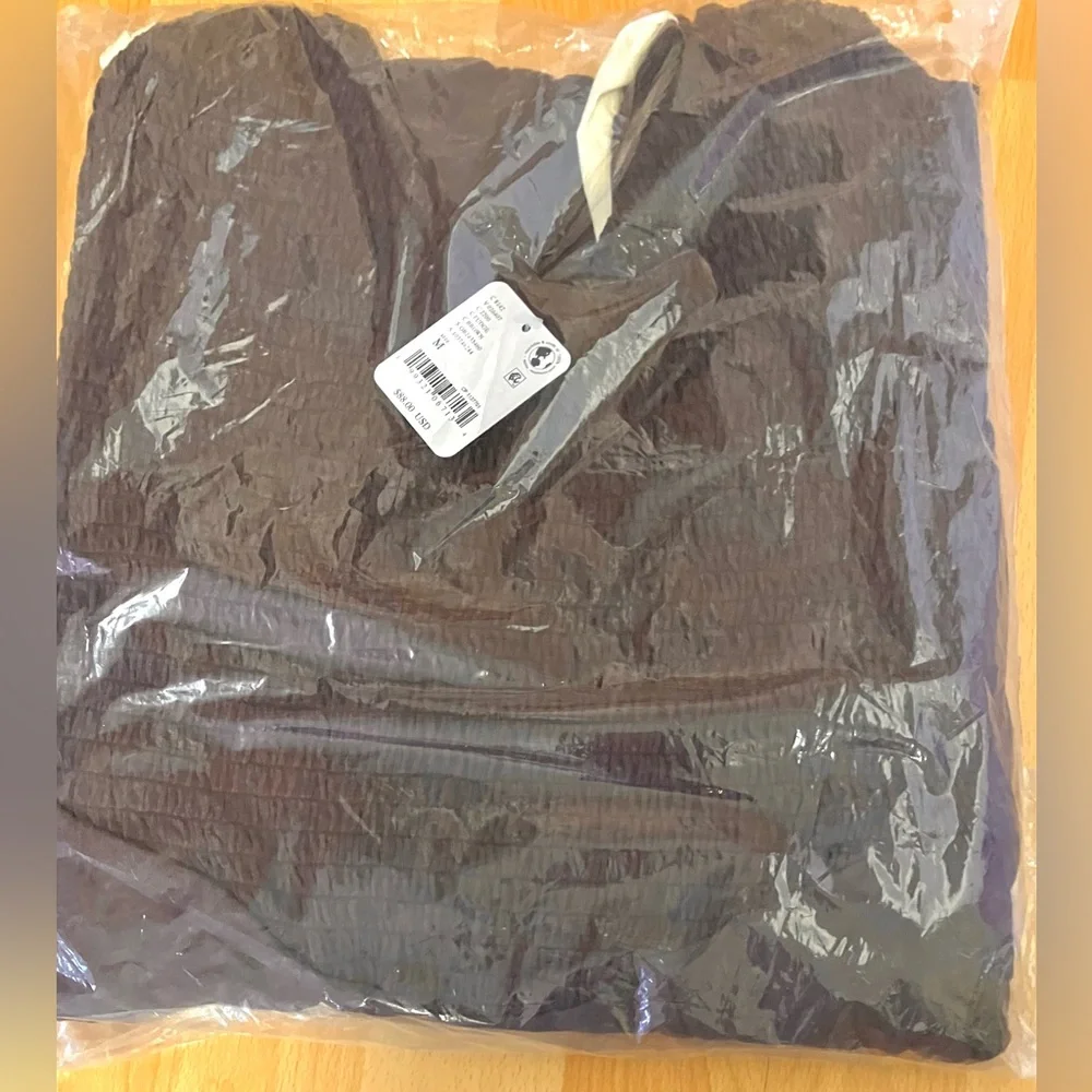 Free People Dark Brown Sleeveless Smock Maci Dress/Bow Toe Shoulder Straps: M